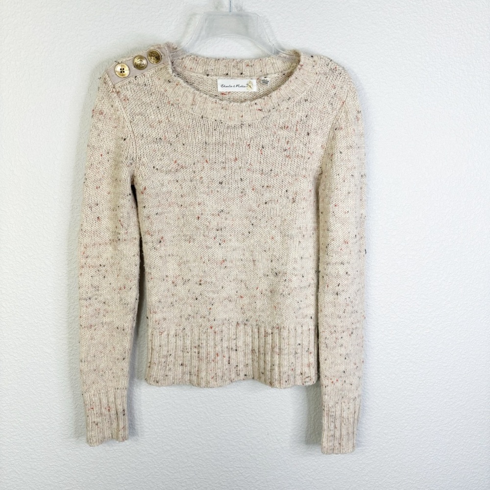 Anthropologie Charlie & Robin Buttoned Berm Pullover Sweater XS Wool